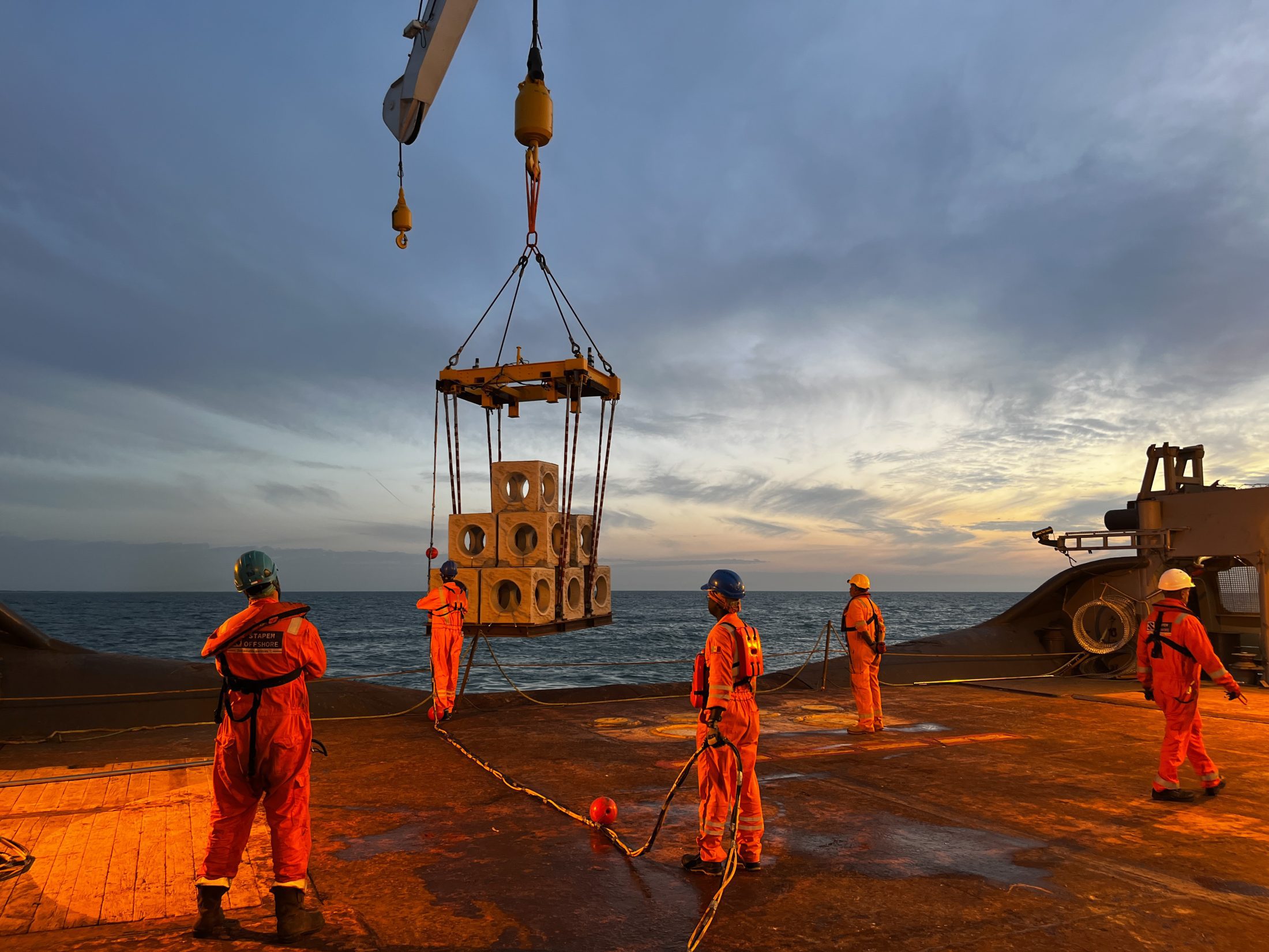 ARC marine Artificial Reef in Senegal - lifting in to water